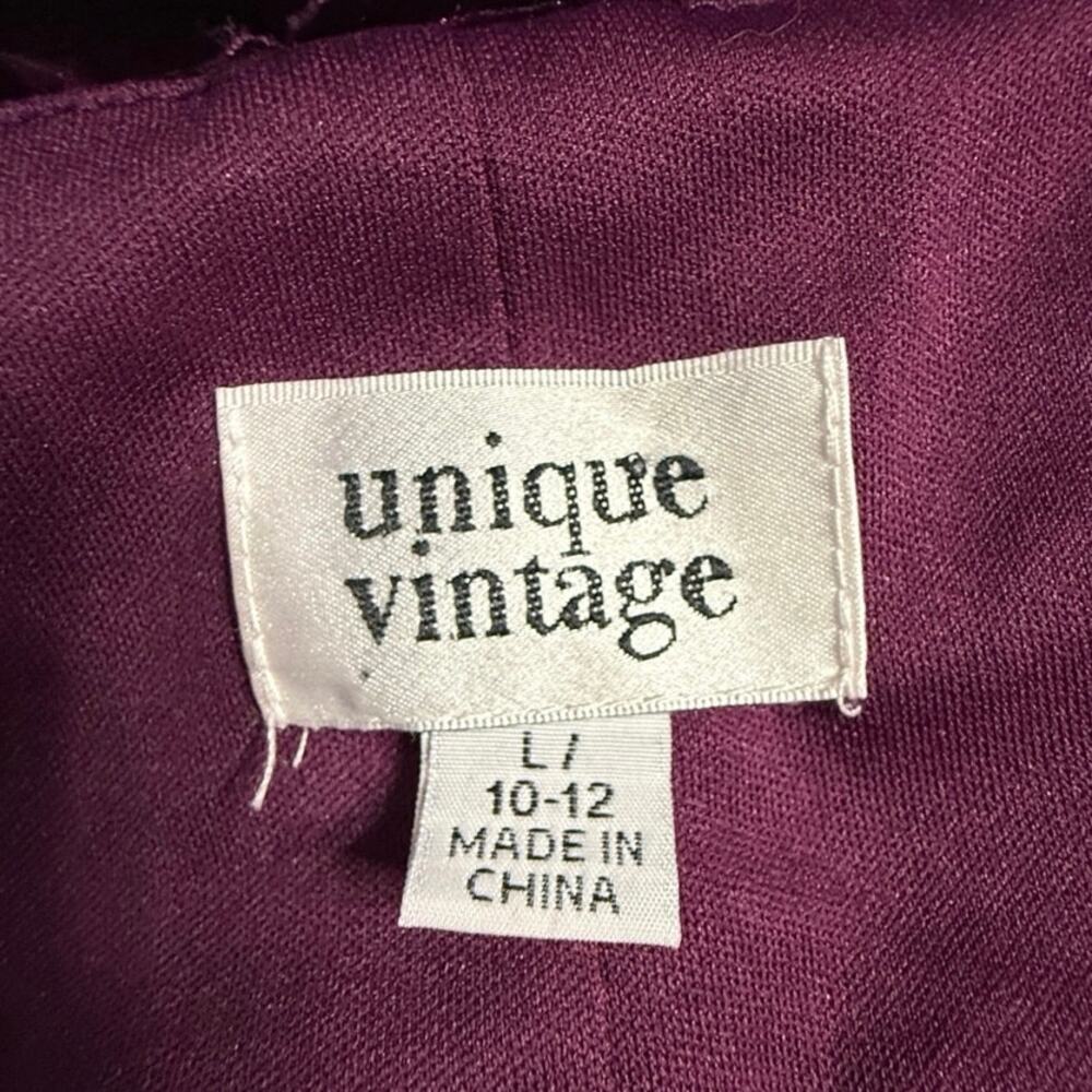 Unique Vintage 1940s Style Eggplant Purple Velvet Kelsie Wrap Dress Sz L 10 12 - Picture 6 of 7